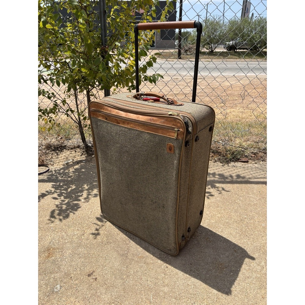 Vintage Hartmann⭐️Tweed & Leather Expandable Rolling Wheeled Luggage⭐️Nice Cond.